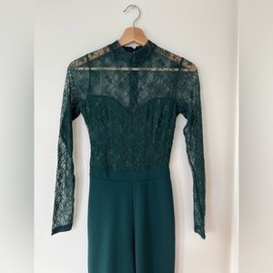 Forest Green Lace Jumpsuit - Size Small